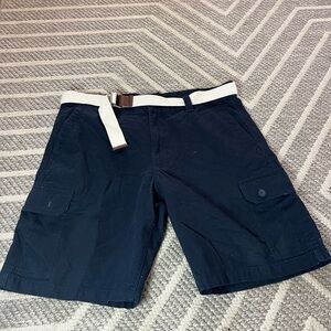 U.S. Polo Assn. Navy Cargo Shorts with White Belt